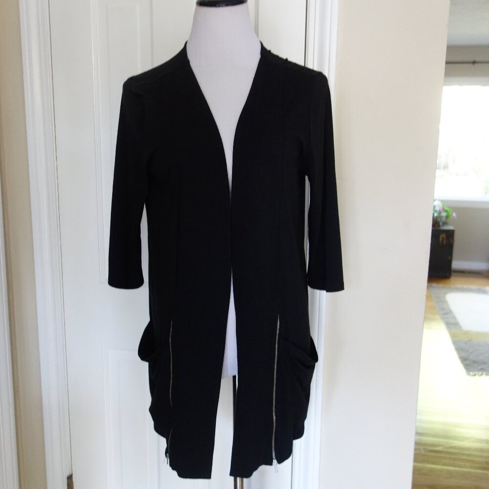 NWT $89 CHALET ET CECI half sleeve zipper accent open front cardigan – Med
